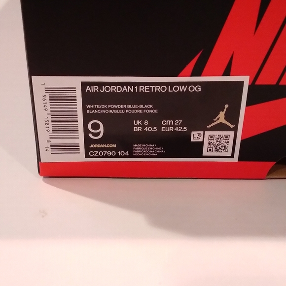 Jordan 1 Retro Low Og "Powder Blue" - Size 9m - Ds/Brand New - Og All - Picture 5 of 5